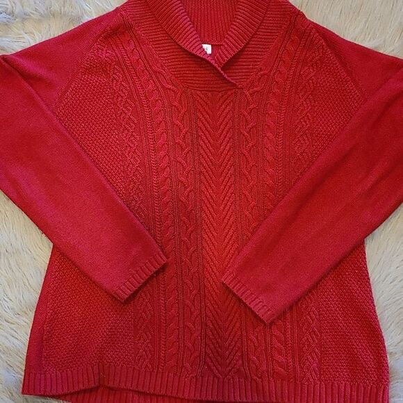 Coldwater creek womens red cotton sweater size large - Picture 2 of 6